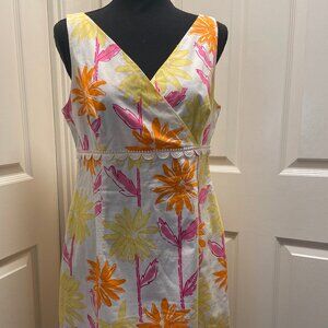 Lilly Pulitzer vintage white label Y2K Daisy floral pink yellow dress lace 8